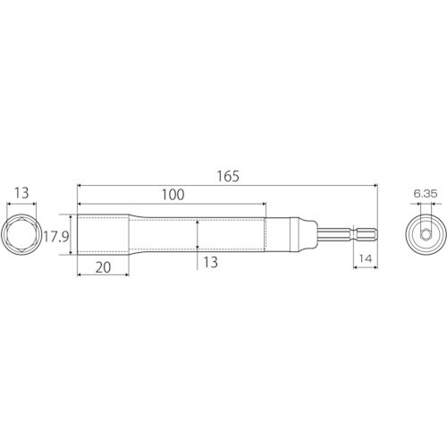 TOP 電動ドリル用強軸ソケットロングタイプ 13