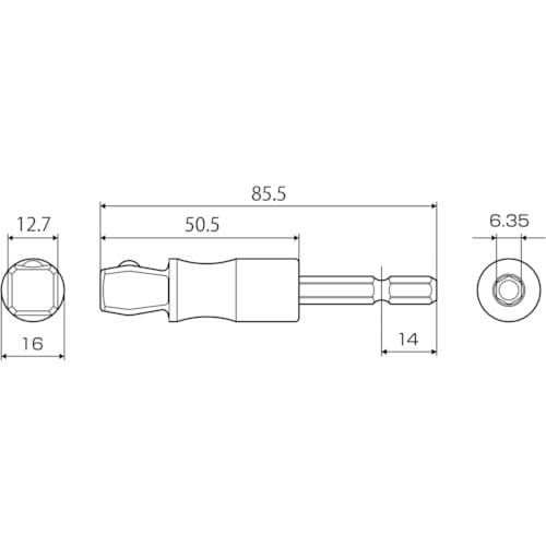 TOP 電動ドリル用強軸フレックスソケットアダプタ