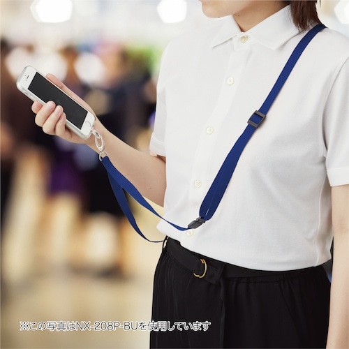 OP スマホ用ロングストラップ 1本 青