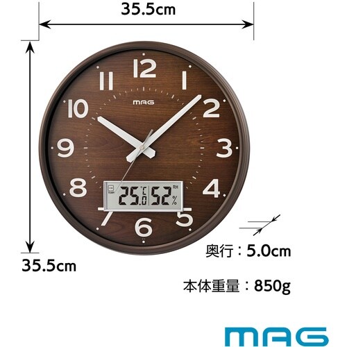 MAG 掛け時計 電波時計 アナログ ゴーフル 温