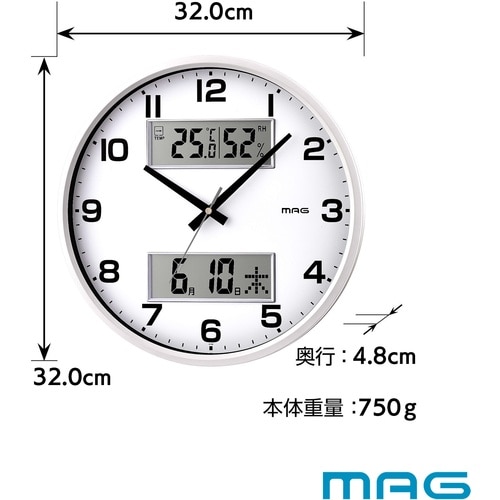 MAG 掛け時計(アナログ) ダブルポスト ホワイ