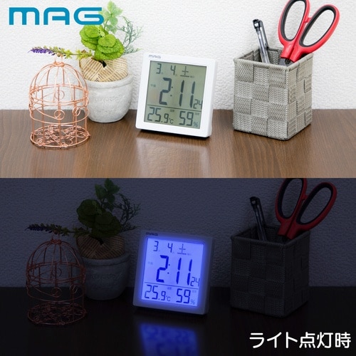 MAG デジタル目覚まし時計 カッシーニ ホワイト