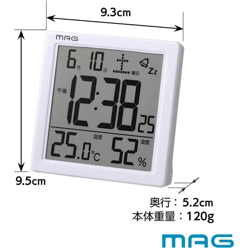 MAG デジタル目覚まし時計 カッシーニ ホワイト