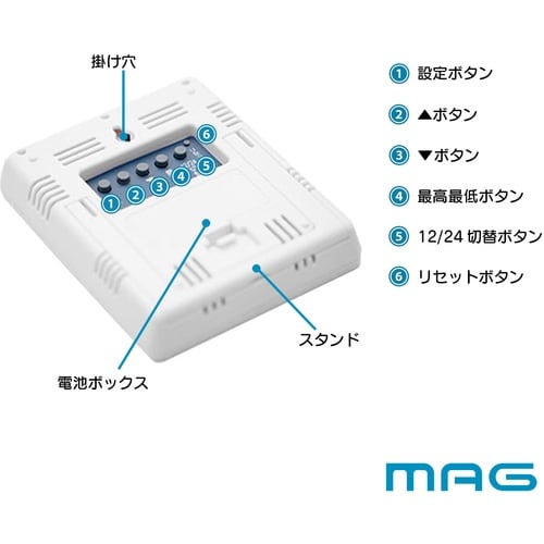 MAG 温湿度計 デジタル 時計 環境目安 置き掛
