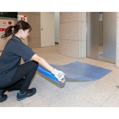 TRUSCO 手で切れる粘着付養生シート 幅100