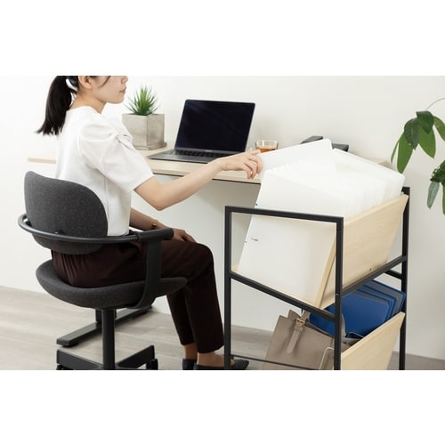 ASKA ファイルワゴン 木製ファイルワゴン2段