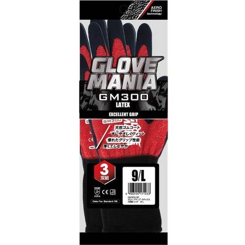 川西 GM300 グローブマニア ラテックス レッ