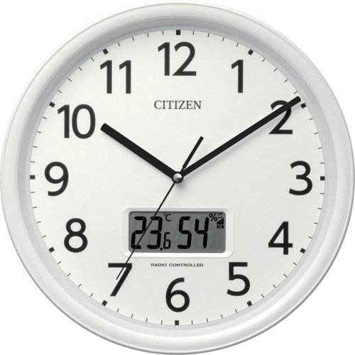 シチズン 電波時計 壁掛け時計 温湿度計付き カレ