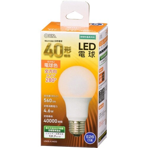 OHM LED電球 A E26 4.6W 電球色