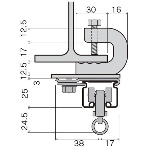 岡田 ブラケット カーテンレール D30クリップ付