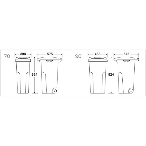 テラモト キャスターペール90 黒/灰