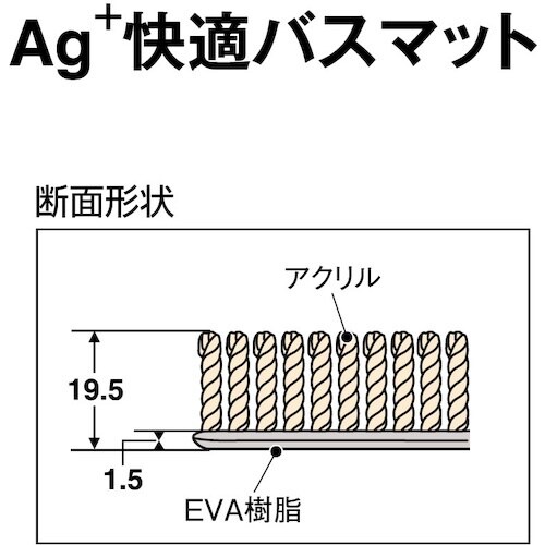 テラモト Ag+快適バスマット ベージュ 600×