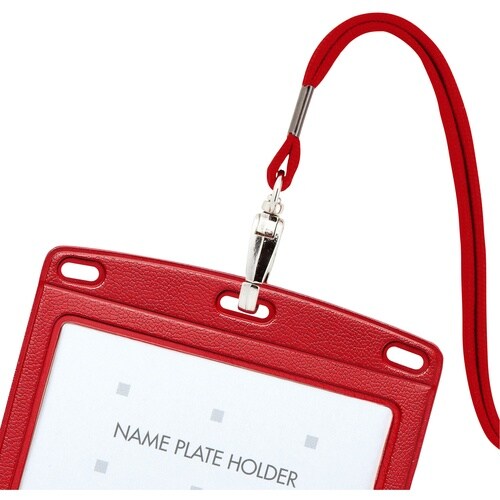 OP 吊り下げ名札 レザー調 1枚 赤