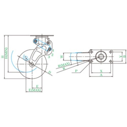 ユーエイ プレート式 自在 クッションキャスター