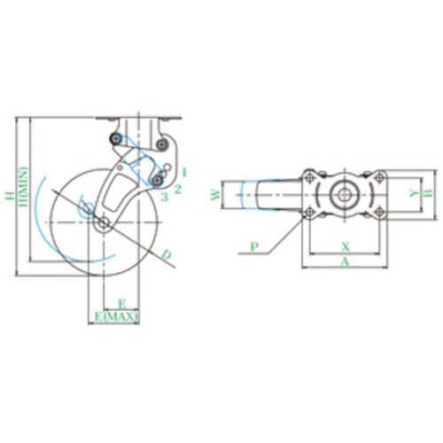 ユーエイ プレート式 固定 クッションキャスター