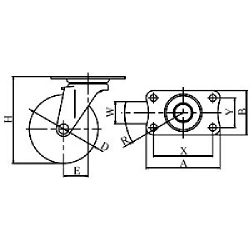 ユーエイ プレート式 自在 キャスター ゴム 車輪