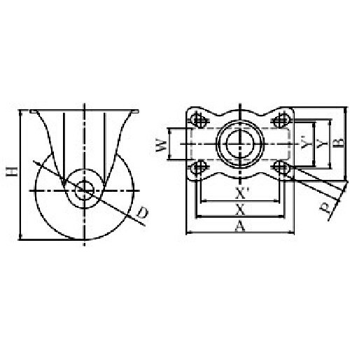 ユーエイ プレート式 固定 キャスター ウレタン