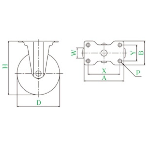 ユーエイ プレート式 固定 キャスター ゴム 車輪