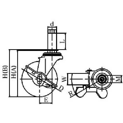 ユーエイ 差し込み式 自在 キャスター ゴム 車輪