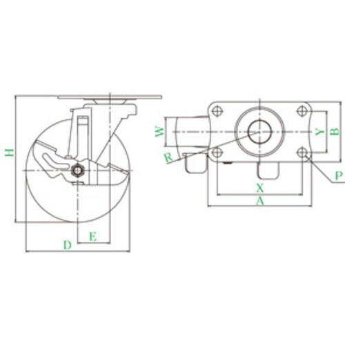 ユーエイ プレート式 自在 キャスター エラストマ