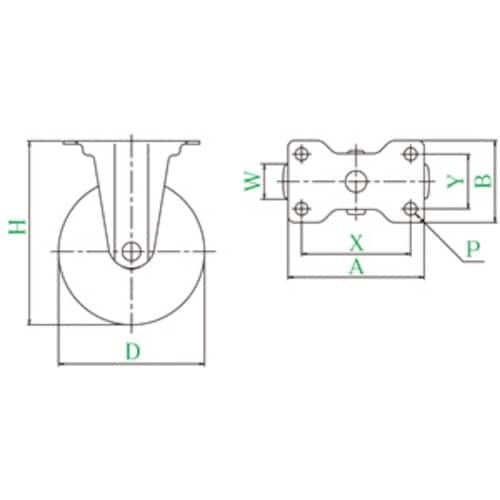 ユーエイ プレート式 固定 キャスター エラストマ