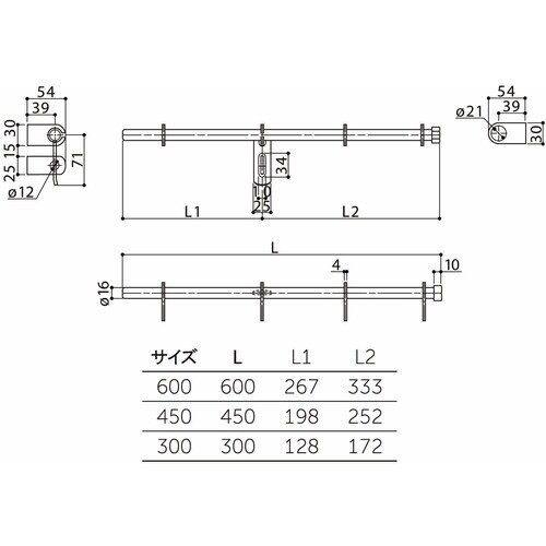 MK 鉄扉用丸棒貫抜 16×450mm