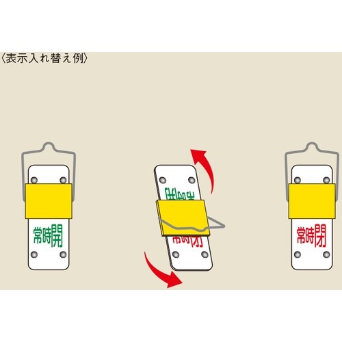 緑十字 スライド式バルブ開閉札 常時開(緑)⇔常時