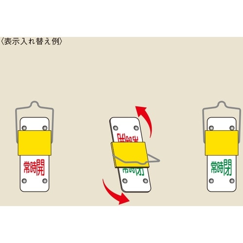 緑十字 スライド式バルブ開閉札 常時開(赤)⇔常時