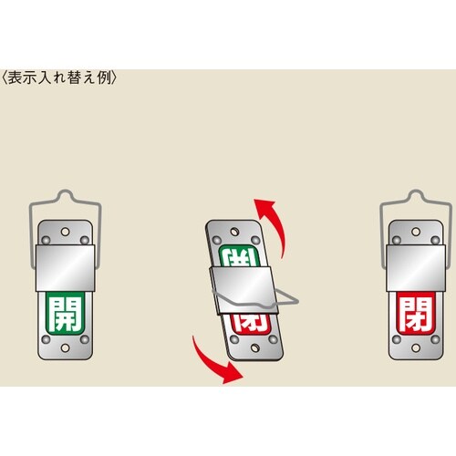 緑十字 スライド式バルブ開閉札 開(緑)⇔閉(赤)