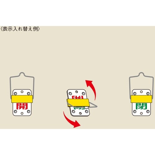 緑十字 スライド式バルブ開閉札 開(赤)⇔閉(緑)