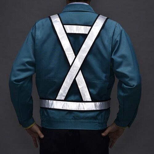 緑十字 安全ベスト(発光帯) 白反射タイプ フリー