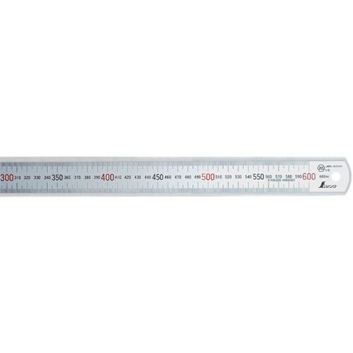 シンワ 直尺 シルバー600mm上下段p=1.0m