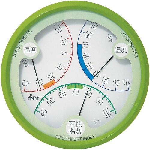 シンワ 温湿度計 不快指数R−2 丸型15cm グ