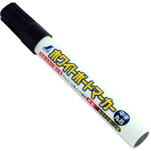 シンワ ホワイトボードマーカー中字 丸芯 黒