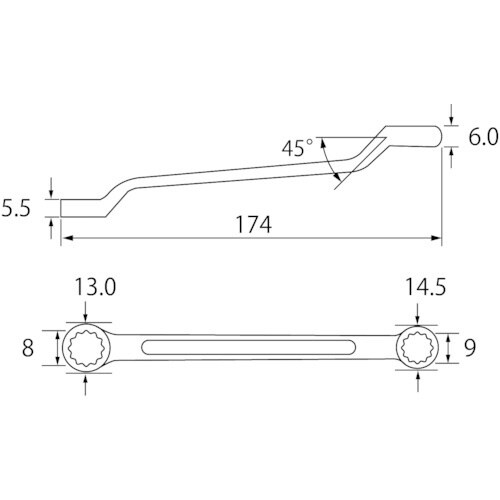 エビ 両口メガネレンチ 8X9mm