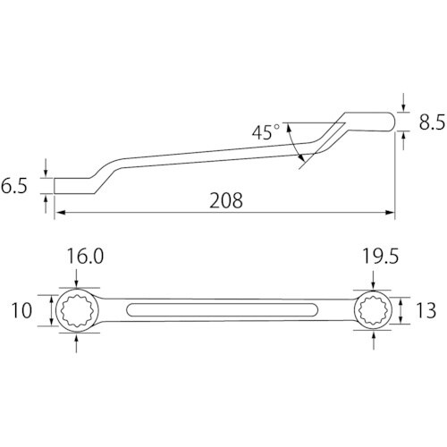 エビ 両口メガネレンチ 10X13mm