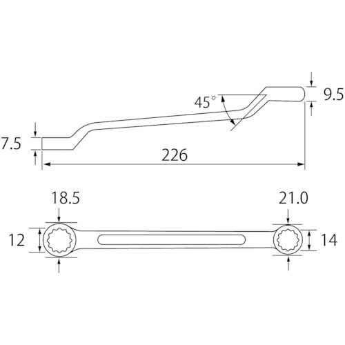 エビ 両口メガネレンチ 12X14mm