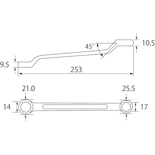 エビ 両口メガネレンチ 14X17mm