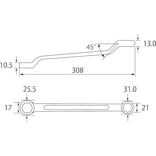 エビ 両口メガネレンチ 17X21mm