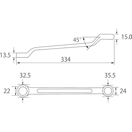 エビ 両口メガネレンチ 22X24mm