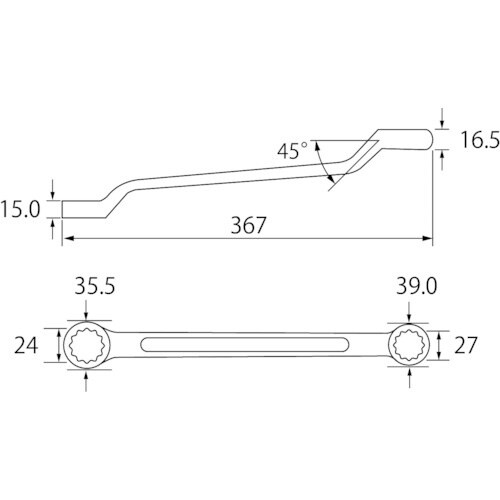 エビ 両口メガネレンチ 24X27mm