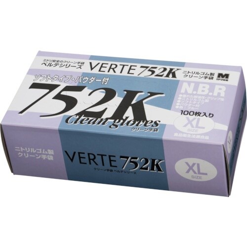 ミドリ安全 ニトリル使い捨て手袋 粉付 青 LL