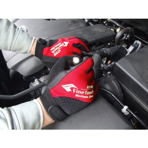 アトム 合皮手袋 ファインタッチ メカニック レッ