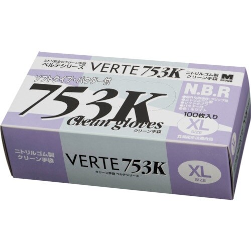 ミドリ安全 ニトリル使い捨て手袋 粉付 白 LL