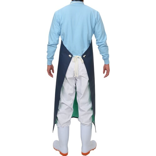 おたふく 6130 エステル 前掛 胸付紺・ネイビ