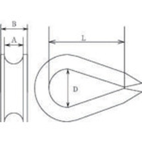 水本 フック ステンレス 板シンブル 使用ロープ径