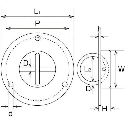 水本 ステンレス 埋め込みリングフック 径70mm