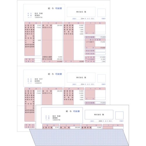 HISAGO マルチプリンタ帳票 A4裏地紋2面