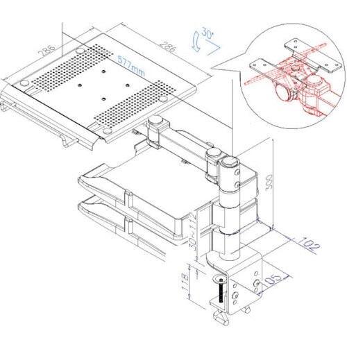 サンコー ノートパソコン用4軸式アーム改