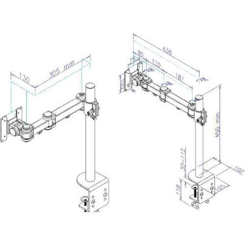 サンコー 4軸式くねくねモニターアーム(ホワイト)